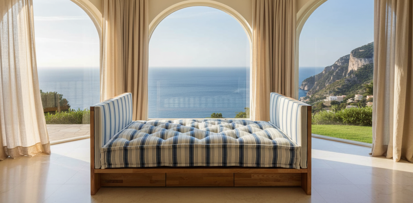 lit sur mesure dans une villa de luxe à Capri